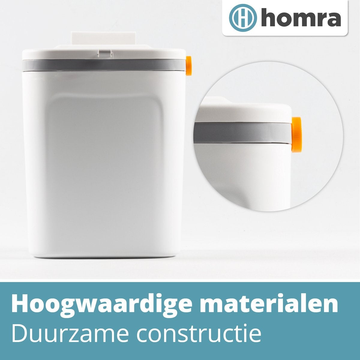 Homra GFT Waste Bin 9L - Countertop Waste Bin with Lid - Hanging Trash Bin with Loose Inner Bucket - Compost Bin 9 Liter for Vegetables and Fruit - Mini - White - Easy to hang up