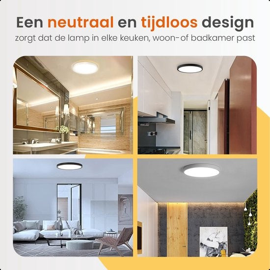 Goliving Plafonnier - Plafonnier - Led - Extra fin - Lumière blanc chaud - Chambre - Salle de bain - Salon - Ø 23cm - Blanc