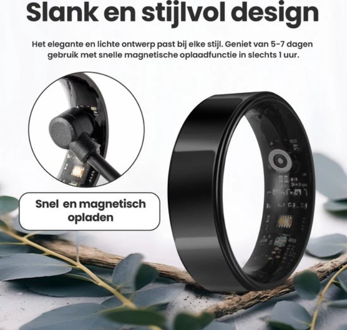 Saaf Smart Ring - Taille 10 - pour femmes et hommes - Traceur d'activité - Wearables - Noir