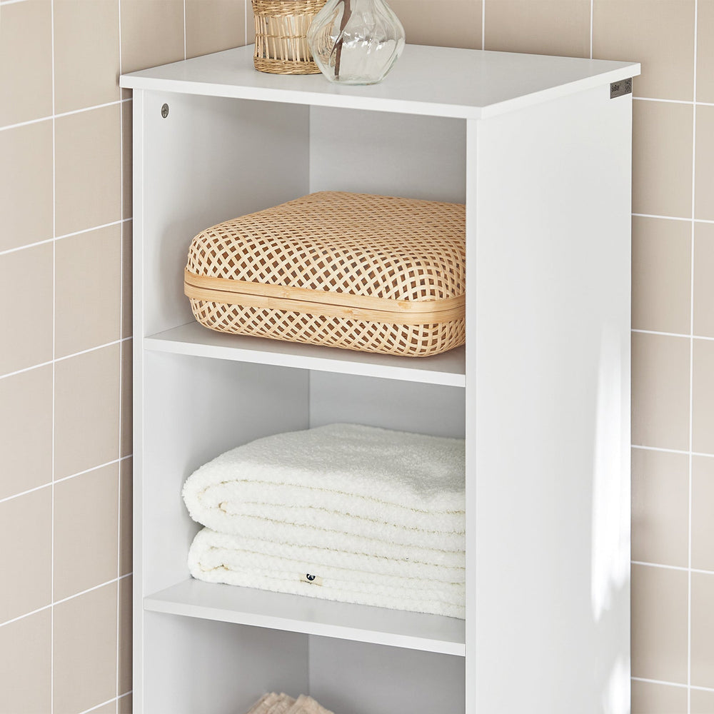 SoBuy BZR17-W Meuble de salle de bain haut - Tiroir, porte et étagères - Blanc - 40x150x33 cm