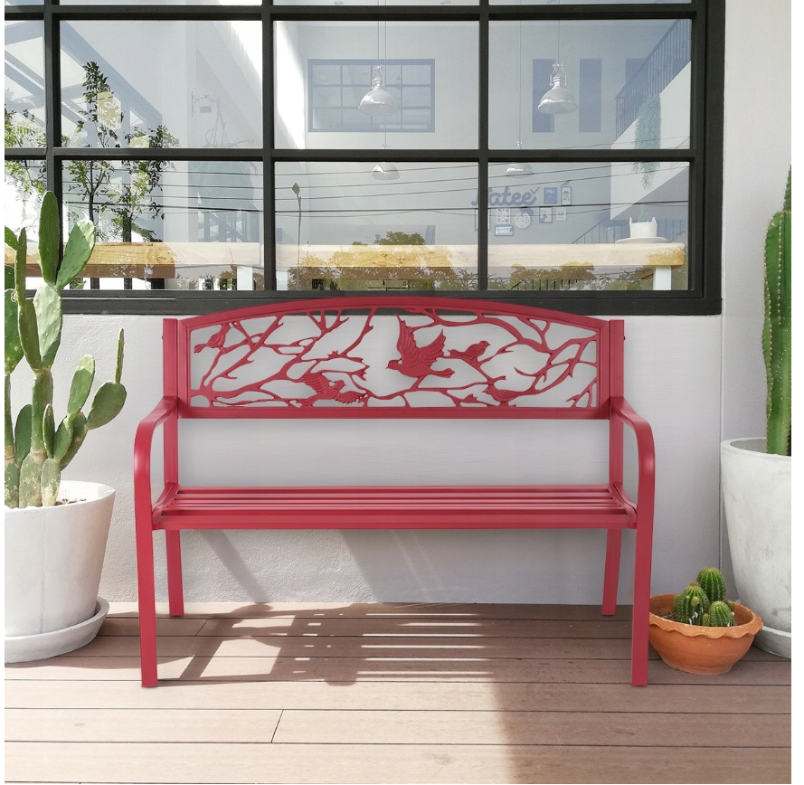 Coast Garden Bench - Banc de parc en métal avec dossier - 123 x 59 cm - Décoratif