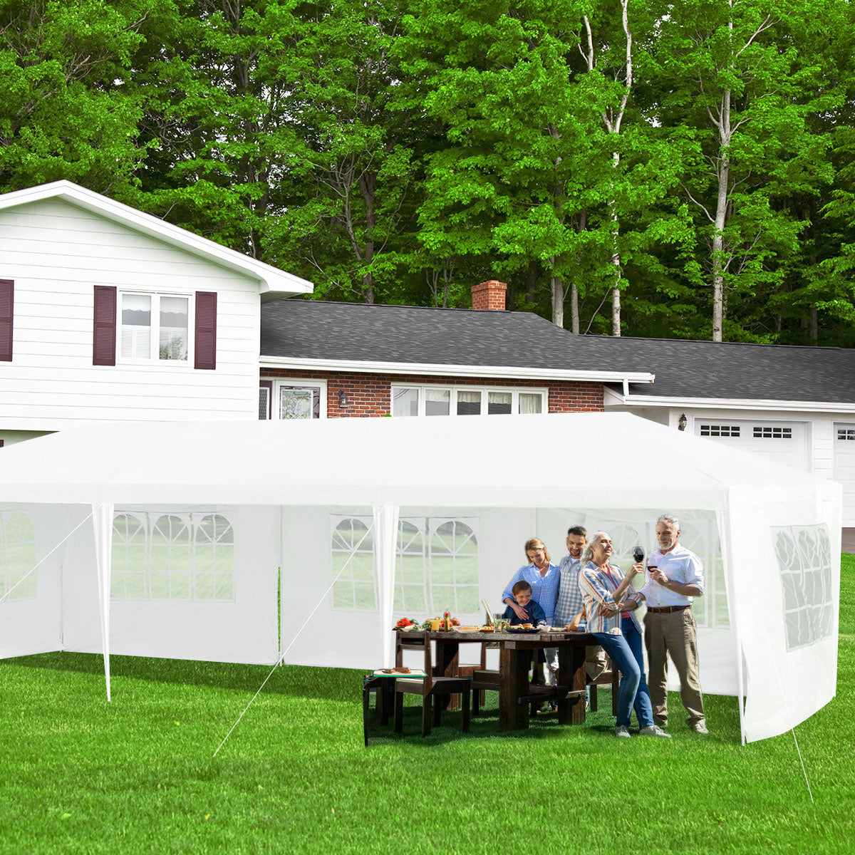 Coast 3 x 9 M Pavillon Tente de jardin Tente de jardin avec 5 parois latérales amovibles blanc