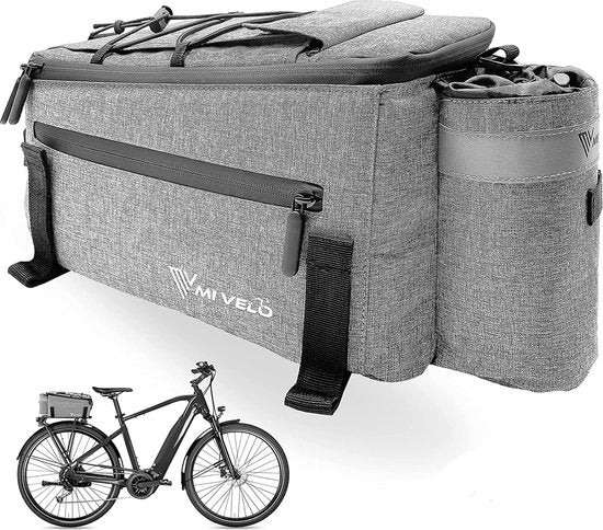 Sacoche pour porte-bagages MIVELO - isotherme - résistant à l'eau - 10 L - gris