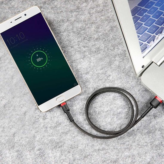 Baseus - Câble universel USB vers Micro USB - Compatible notamment avec les appareils Samsung et autres - 2 mètres - 1,5 A - Noir/Rouge