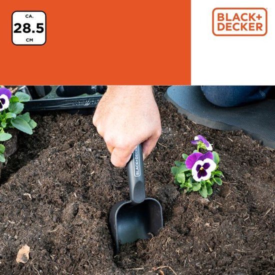 BLACK+DECKER Pelle de jardin - Finition ronde - Fond profond - 28.5 CM - Noir