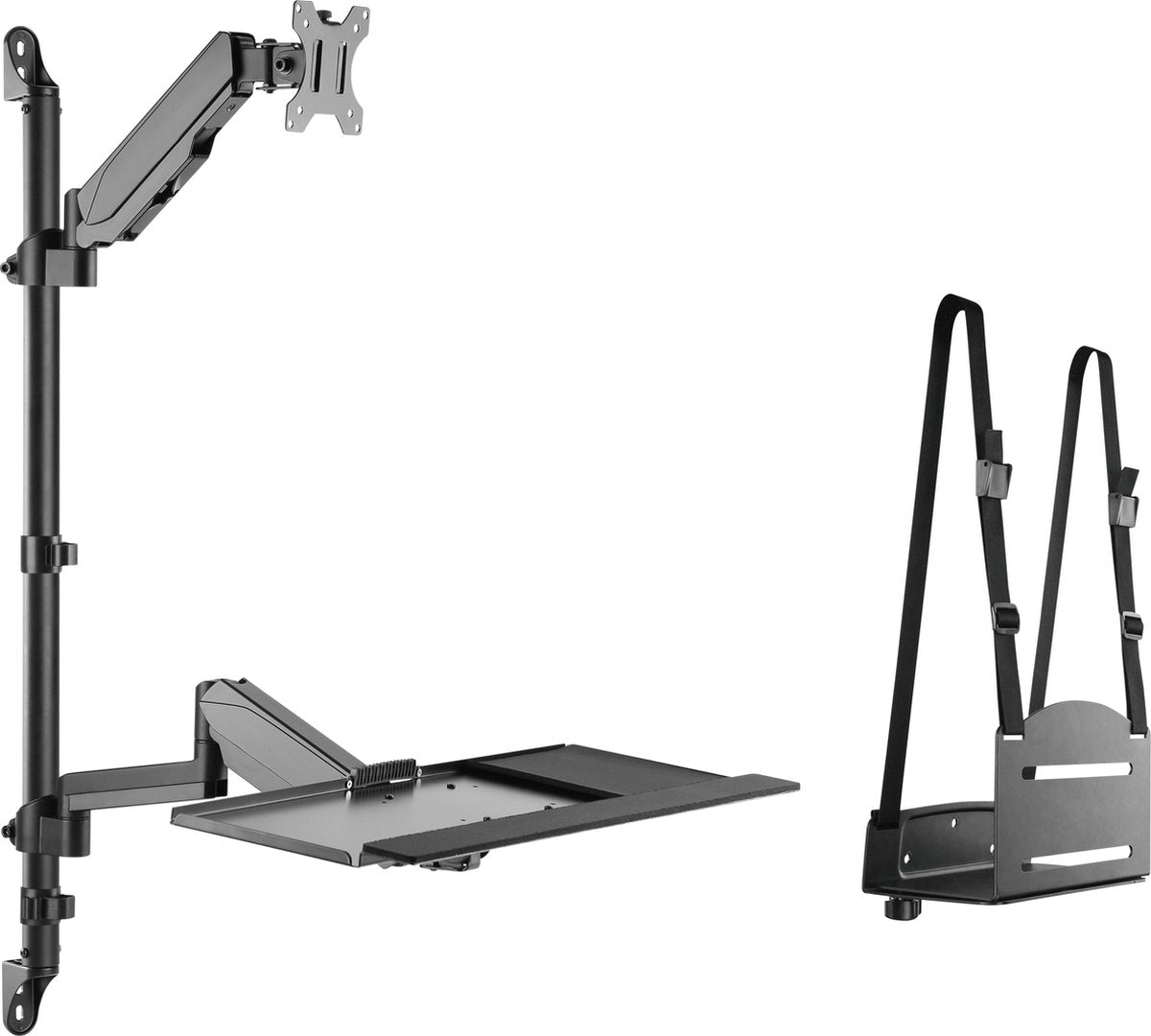 Poste de travail assis-debout - Support mural - Support de moniteur - Support mural pour clavier - Poste de travail
