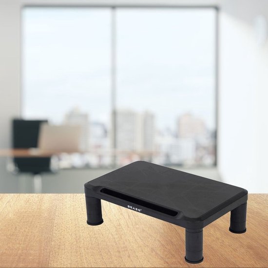 BRASQ Monitor Stand Black MS100 - Support de moniteur pour ordinateur portable ou écran - Hauteur réglable 38x24x11,2 cm