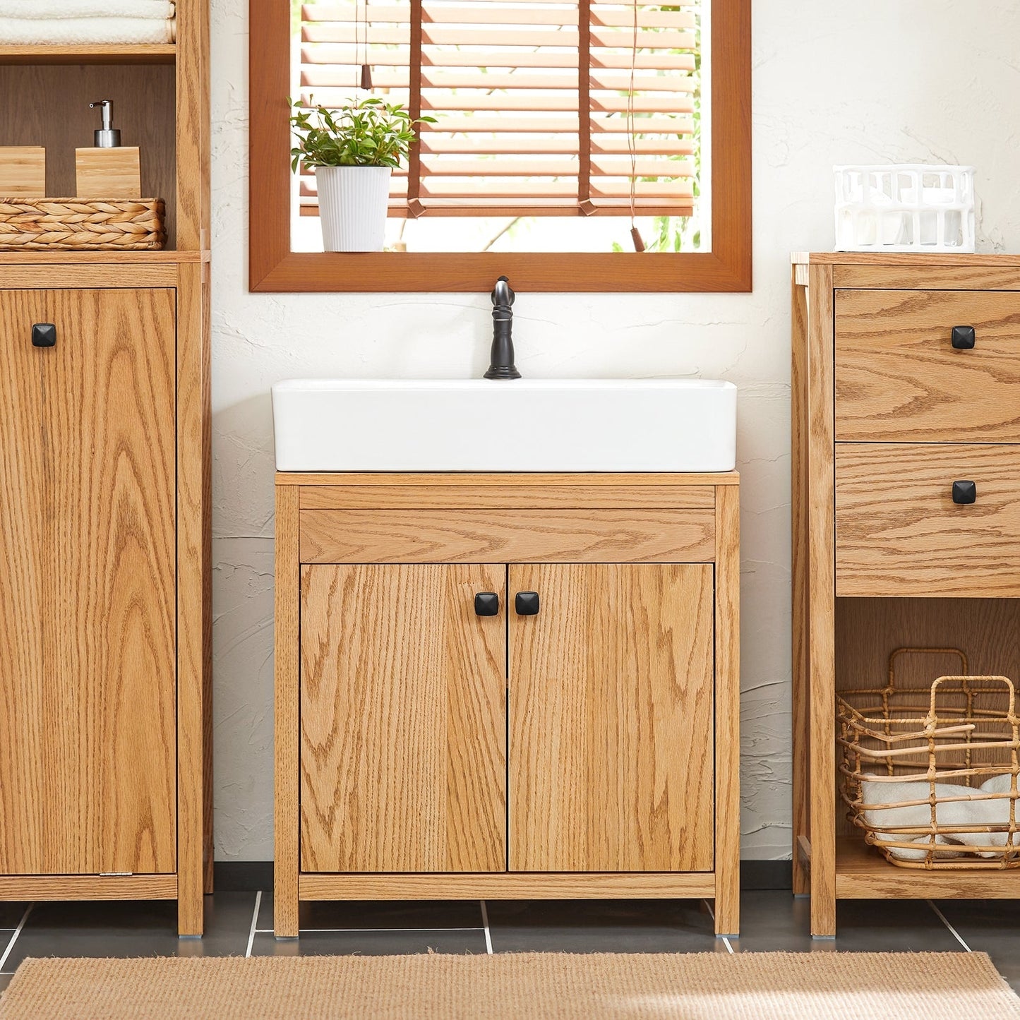 SoBuy Meuble bas pour évier - 2 étagères et 2 portes - Max. 25KG - 60 x 35 x 60 cm - Couleur bois