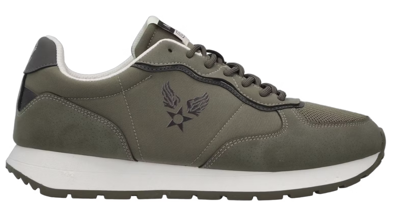 Avirex Vivian003 Baskets pour homme Olive 078 - Pointure 45 - Nylon et nubuck de porc - Baskets décontractées et confortables