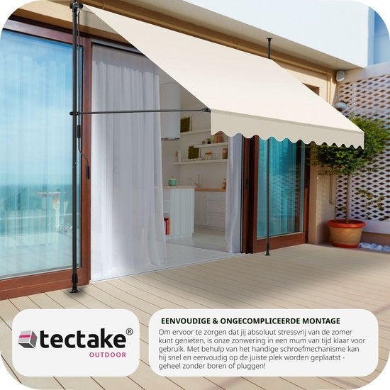 tectake - store à pinces - parasol - store - réglable - store à pinces - parasol balcon - 300 x 180 cm - beige - store - 404963