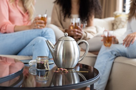 Théière Vaja® Valerie avec filtre - Théière - Double paroi - 1.2 litres - acier inoxydable mat