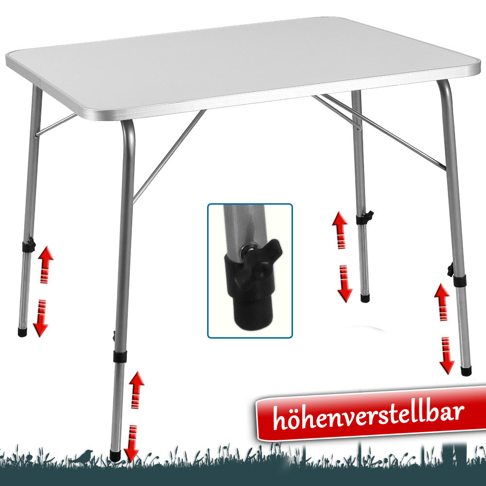 Table de camping - Casaria - pliable et réglable - 80 x 54 cm - Blanc