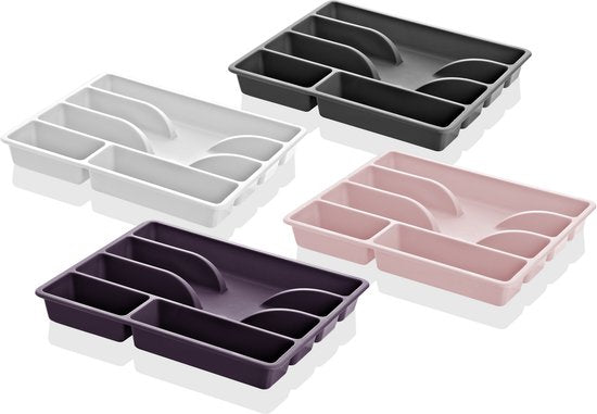 AVOID® Range-couverts petit format - Rangement compact pour tiroir à couverts - Range-couverts pour tiroir de cuisine - Porte-couverts en plastique - 31x26 cm - Gris