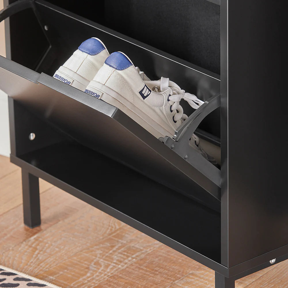 SoBuy FSR151-H-SCH Armoire à chaussures avec 3 abattants - 50 x 19 x 129 cm - Anthracite
