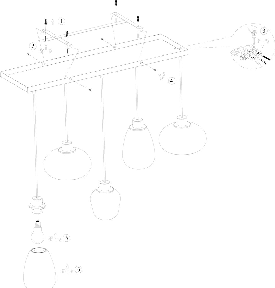 Steinhauer - Lampe suspendue - Reflexion - Noir - Verre Métal - Lampe design - E27 - 3078ZW