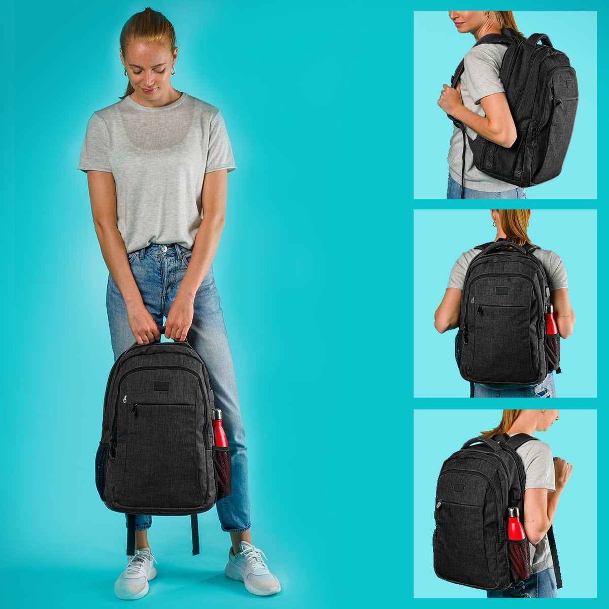 TRVLMORE Sac à dos - 36L - 17.3 inch - Sac à dos pour ordinateur portable - Sac d'école - Unisex - Splashproof Anthracite