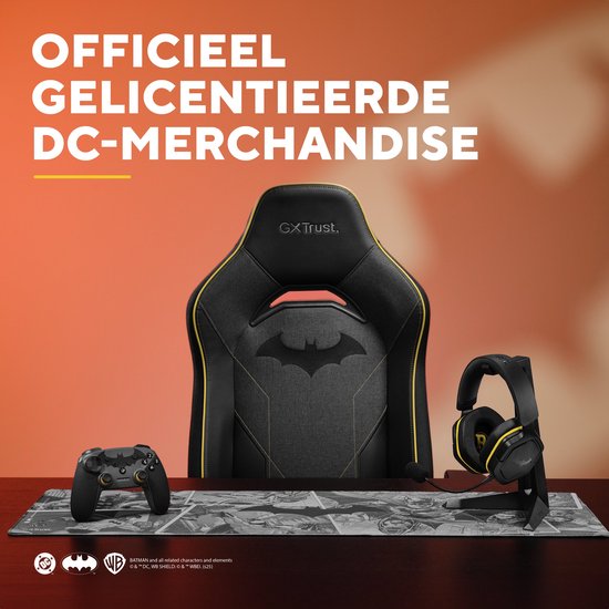 Fauteuil gaming Trust GXT 721BM Ruya Pro - Édition Batman - Design ergonomique - Noir/Jaune