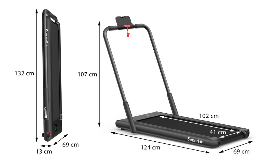 Tapis de course pliable 2 en 1 - électrique, silencieux et compact - 1 à 12 km/h - avec affichage LED et télécommande - noir