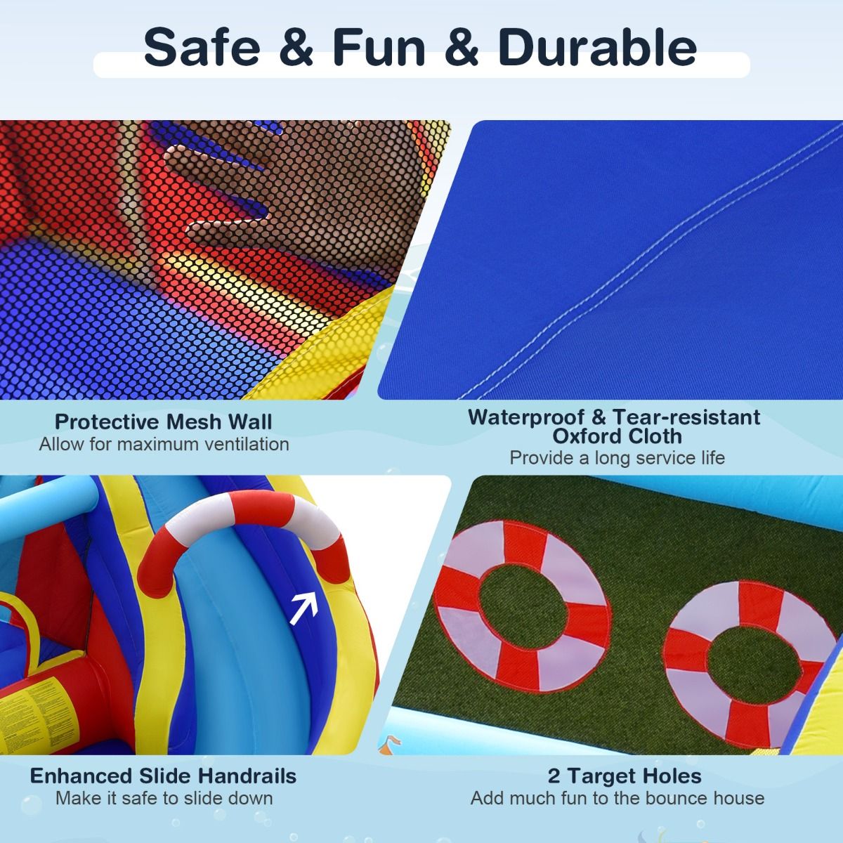 Château gonflable Coast « Bateau pirate » - Parc aquatique 5 en 1 avec toboggan et mur d'escalade - Pistolet à eau et ventilateur inclus - 360 x 290 x 200 cm