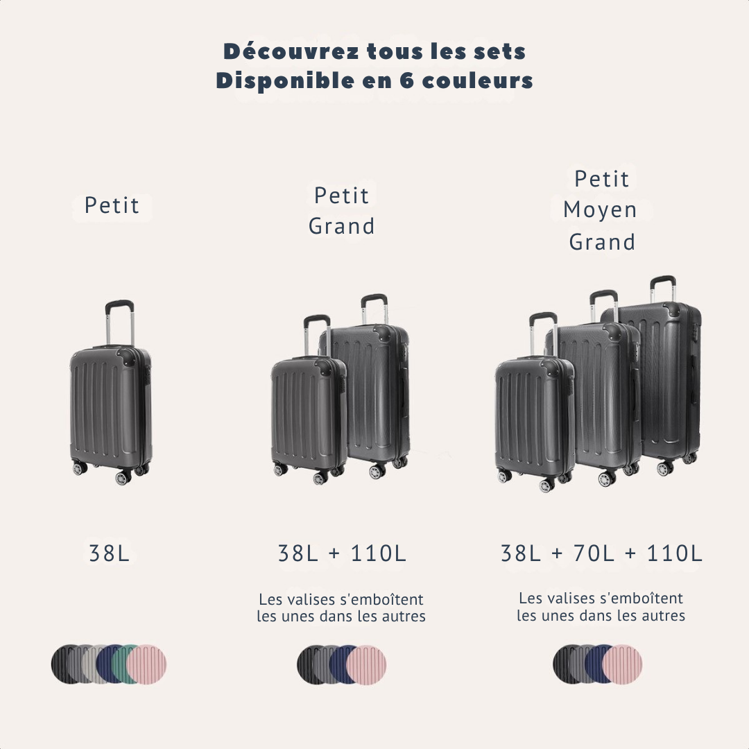 TRVLMORE Bagage à main Valise à roulettes - Serrure à chiffres - 54x36x20cm - 38L - Gris foncé