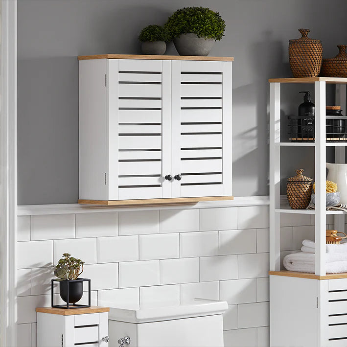 SoBuy Armoire murale - Armoire suspendue de salle de bain - Blanc - 60x56x19cm - BZR42-W