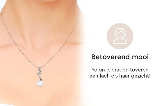 Yolora Collier femme avec pendentif - Perles et cristaux Kalpa Camaka - Argent - Plaqué or blanc 18K - Collier femme argent - Bijoux - Coffret cadeau de luxe - Coffret cadeau - Coffret cadeau exclusif - Bel emballage cadeau