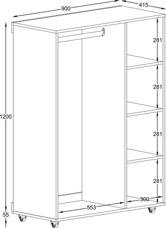 armoire - blanc - 90 cm de large x 125 cm de haut x 41,5 cm de profondeur