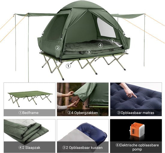 SoBuy OGS32-II-L-GR Tente de camping gonflable - Textile vert foncé 193x145cm
