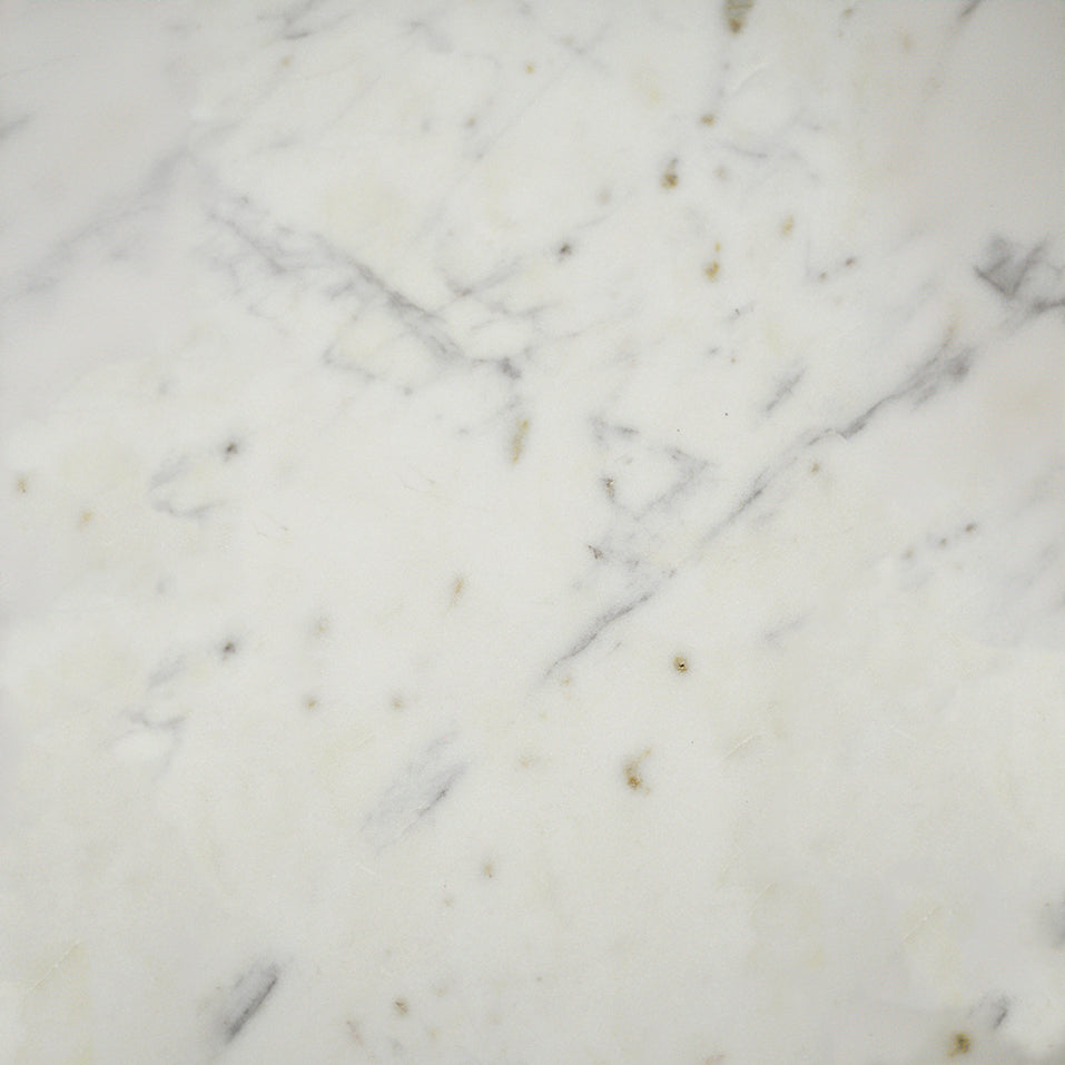 Table de bistrot en marbre de Carrare italien blanc - 51 cm Ø - Base en fonte noire
