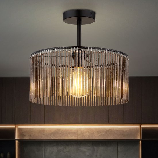 Globo - plafonnier - LEEDS - noir - verre - Ø 35 cm - E27 - 63080108