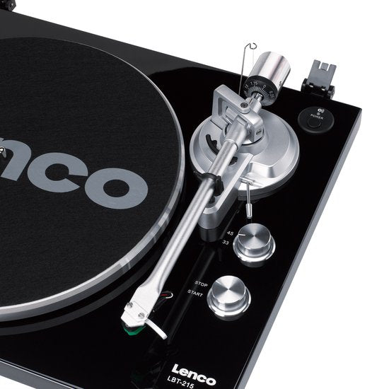 Lenco Tourne-disque avec Bluetooth - Bras de lecture et contrepoids en métal - Ligne Lenco Expertise - LBT-215BK - Piano Black