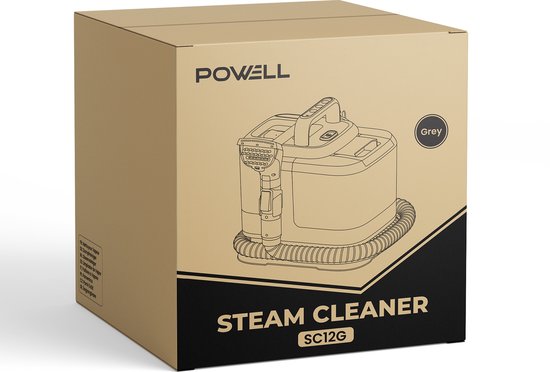 Nettoyeur vapeur Powell - Nettoyeur de moquette - Détachant - Nettoyeur de canapé - Nettoyeur de meubles - Nettoyeur de moquette et aspirateur - Machine de nettoyage - Nettoyeur de moquette - 1 800 watts - Gris