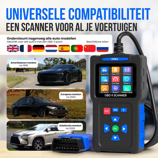 Strex OBD2 Scanner - OBD - Car Readout - Fault Removal - NL Language - Car Scanner - Diagnostic Equipment For Cars - Engine Failure