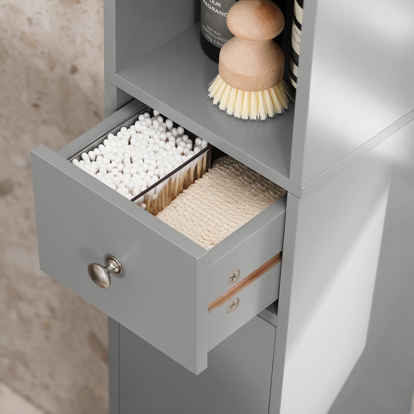Meuble colonne de salle de bain - SoBuy - Armoire de salle de bain - 20 x 20 x 180 cm - Gris