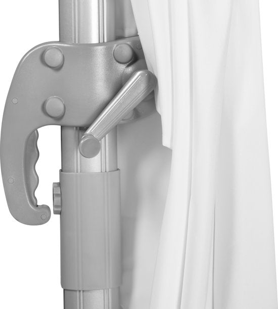 VONROC Premium Parasol flottant Pisogne 300x300cm - Comprend une base en croix et une housse de protection - Parasol carré - Rotation 360° - Inclinaison - Toile résistante aux UV - Blanc