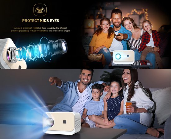 Projecteur Full HD - Fuegobird - A11 Smart Beamer - 1080P - 200 ANSI - 1GB RAM+8GB ROM - 2.4G/5G WiFi - BT5.0 - Blanc