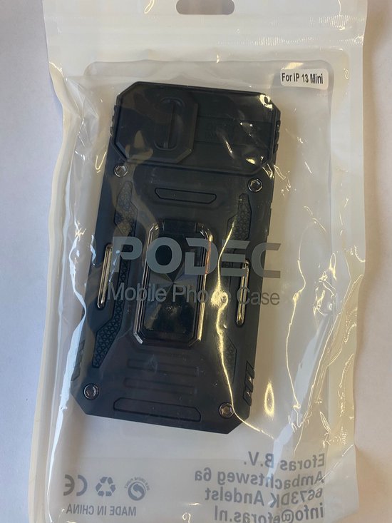 Étui Podec compatible avec l'iPhone 13 Mini - Étui anti-chocs hybride « Armor » avec support intégré et protecteur d'écran
