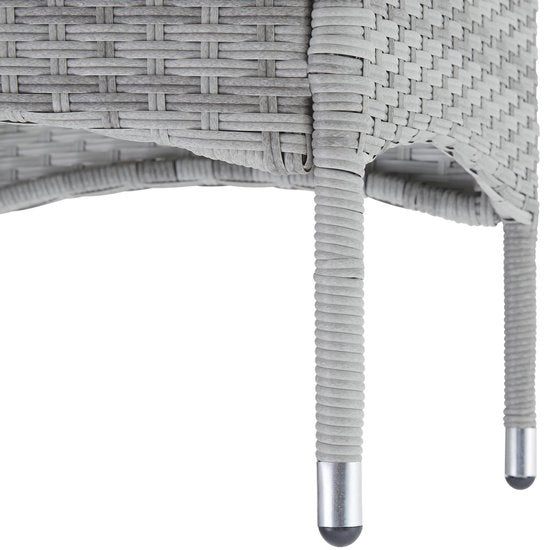 tectake® - set de jardin en osier avec housses amovibles, 2 chaises et table avec plateau en verre, 2x chaises longues d'extérieur avec accoudoirs et table de jardin, set de jardin, meubles de balcon - gris clair - poly-rattan