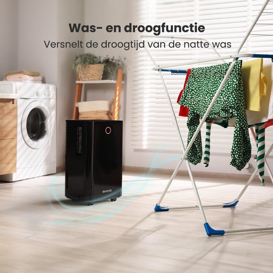 Déshumidificateur Auronic - Série Compact - 10 L par jour - Réservoir d'eau de 2 L - Fonction lavage-séchage - Chambre, salle de bains et salon - Déshumidificateur d'intérieur - Déshumidificateur - Noir
