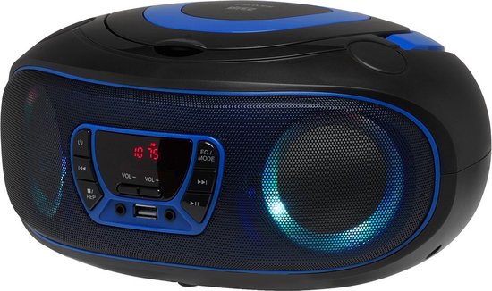 Denver Portable Radio CD Player Kids - Bluetooth - Light Effects - Boombox - AUX - FM - TCL212BT - Blue