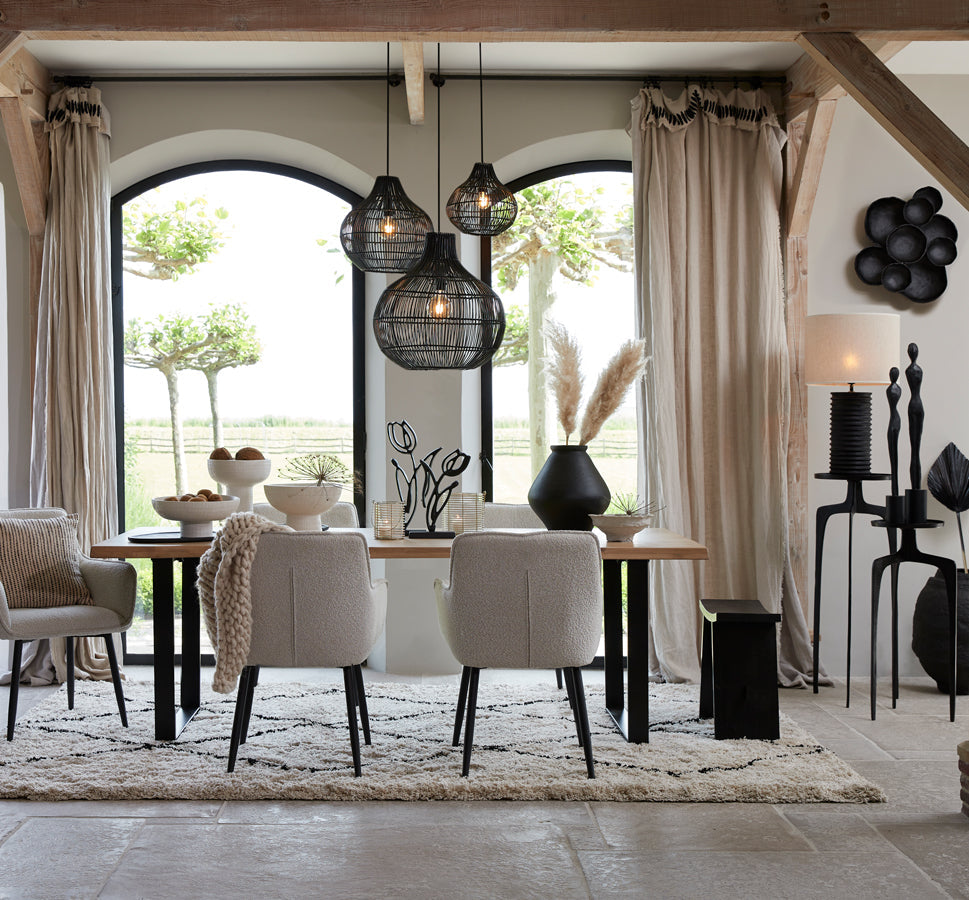 Light & Living PACINO Lampe suspendue Ø50x51,5 cm - Rotin noir - Design moderne et naturel - E27