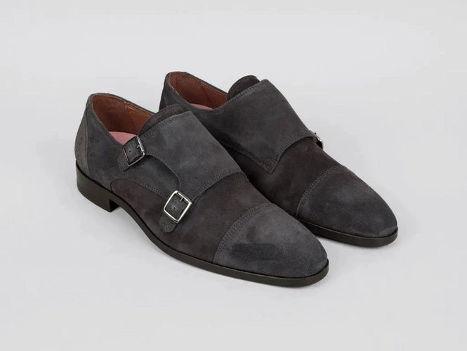 Rehab Phill Sue Dark Blue - Chaussures à boucles en daim rembourrées pour hommes - Taille 42