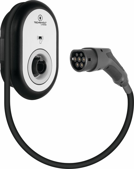 Station de recharge Technivolt 101 black 11 kW avec câble fixe de 5 mètres.
