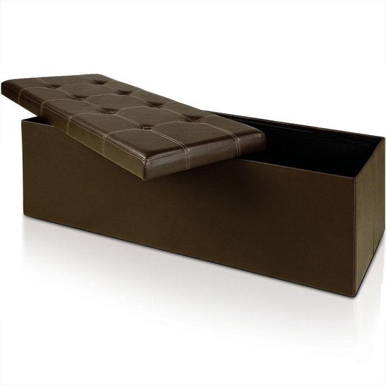 Banc de rangement Casaria - 115x40x40cm 131L Faux cuir - Marron