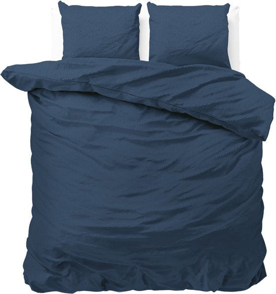 Zensation Satin Point - Housse de couette - Lit simple - 140 x 200/220 + 1 taie d'oreiller 60 x 70 - Bleu