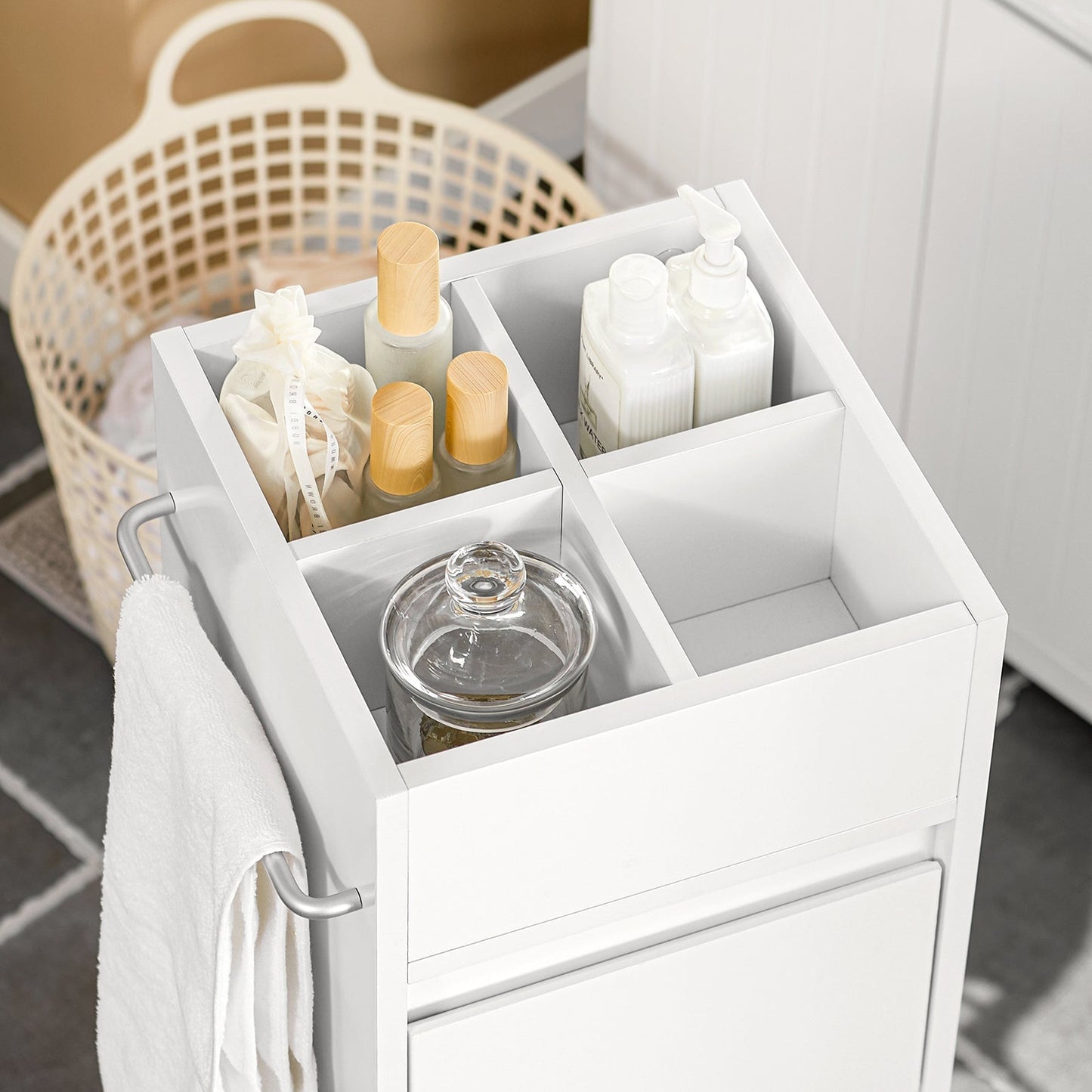 SoBuy Armoire de toilette - 3 Tiroirs - 4 Compartiments - Blanc