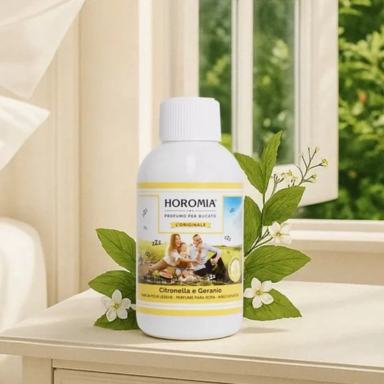 Horomia Parfum pour le linge Citronnelle et Géranium 250 ml - Édition limitée - Anti-moustiques - Parfum pour le linge
