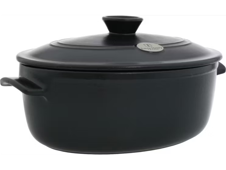Emile Henry Flame Poêle de cuisson - Ovale - 33,5 x 26,5 cm - Noir