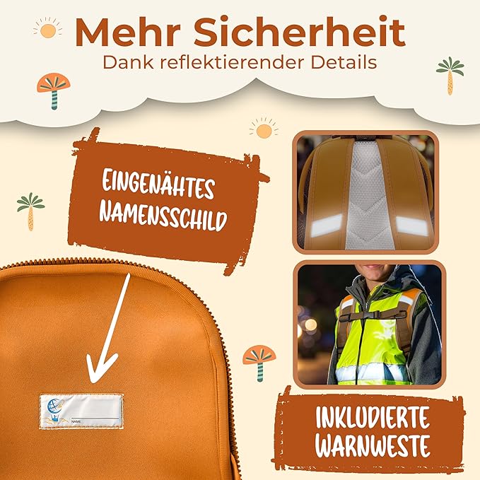 Sac à dos Reiseracker pour enfants Orange + gilet de sécurité