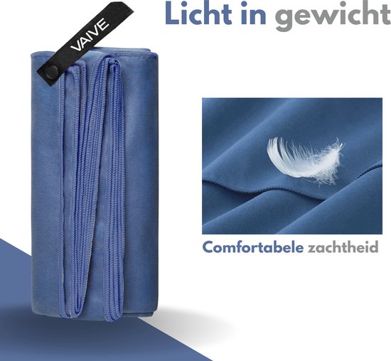 VAIVE Serviette microfibre - Serviette de plage 100x200 - Serviette de bain - Serviette de voyage Séchage rapide - Bleu